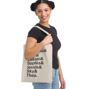 Custom name list tote bag.